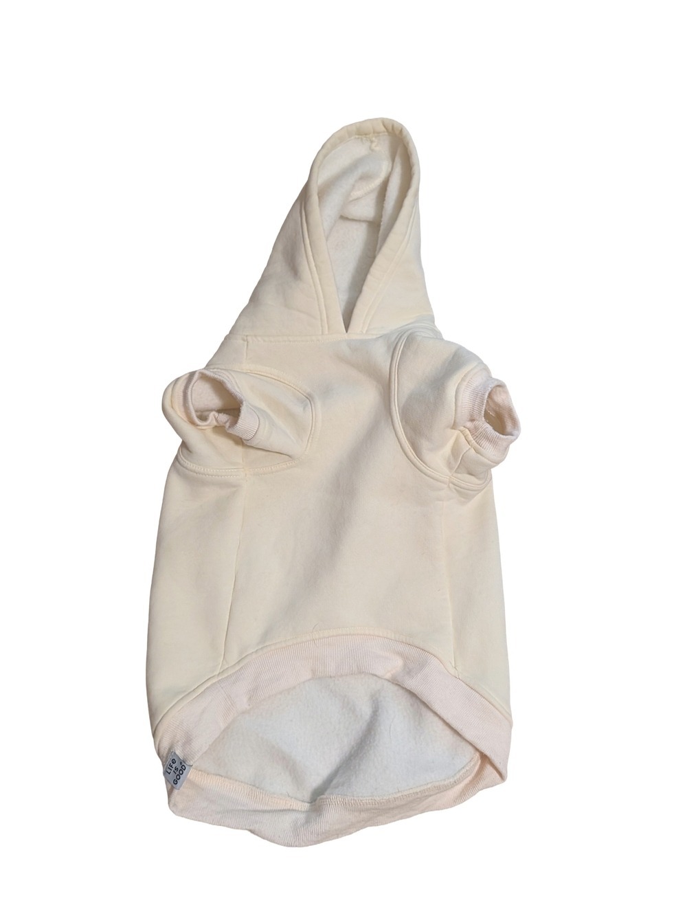 Life Is Good Cream Dog Hoodie Hearts Paw Prints - Picture 2 of 2